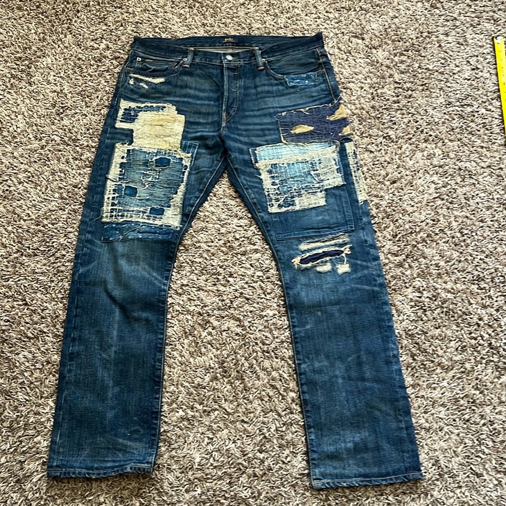 Polo by Ralph Lauren Blue Patchwork Straight Jeans